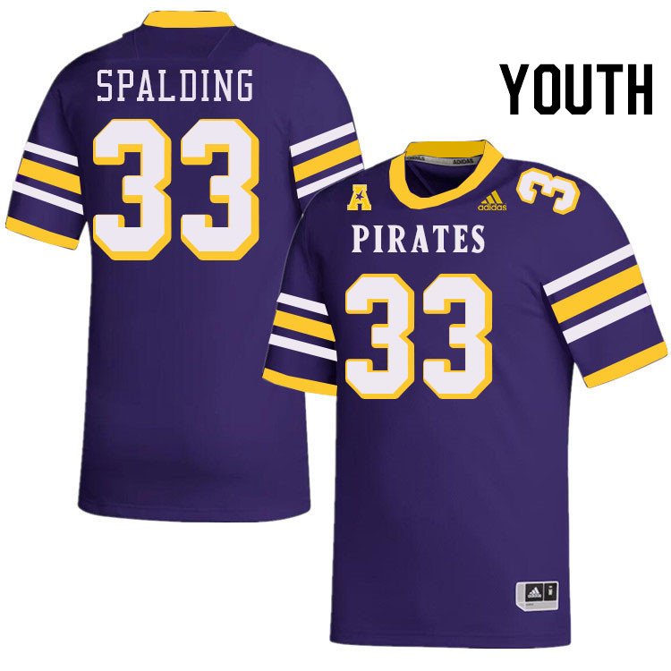 Youth #33 Brock Spalding ECU Pirates College Football Jerseys Stitched-Throwback